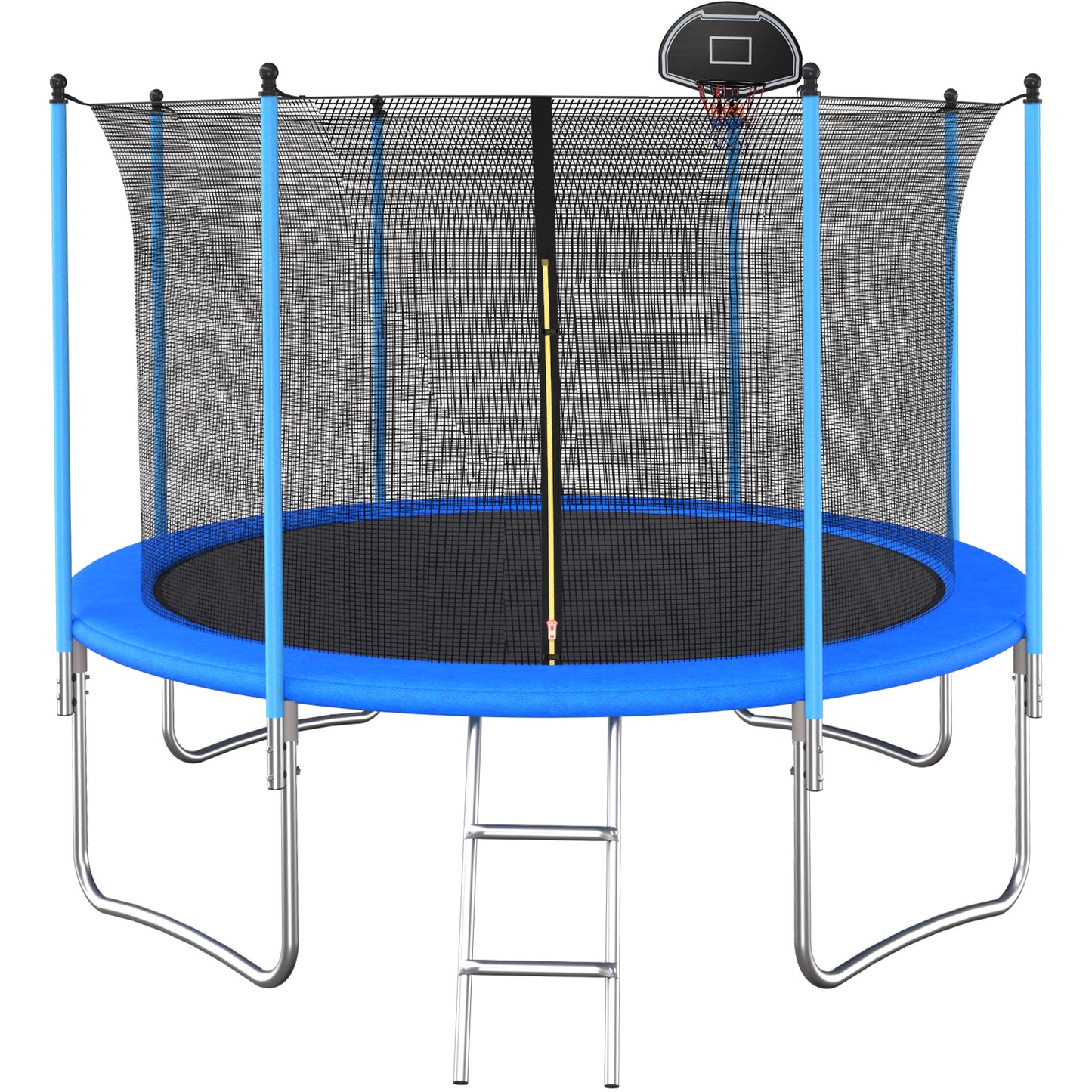 TopNest 10ft Trampoline, Round Trampoline W/ Enclosure Net and Basketball Hoop