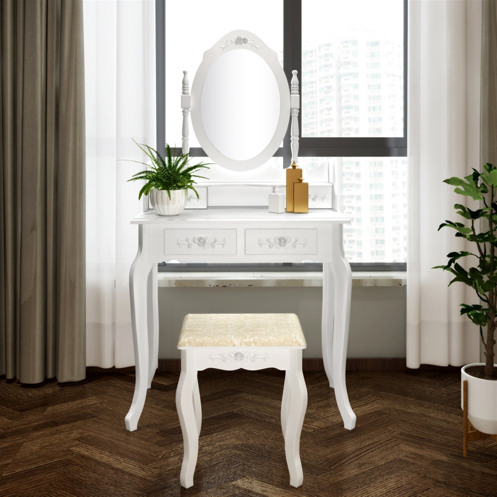 TopNest Dressing Table for Room, White Makeup Desk with Removable Mirr TopNest Dressing Table for Room, White Makeup Desk with Removable Mirr