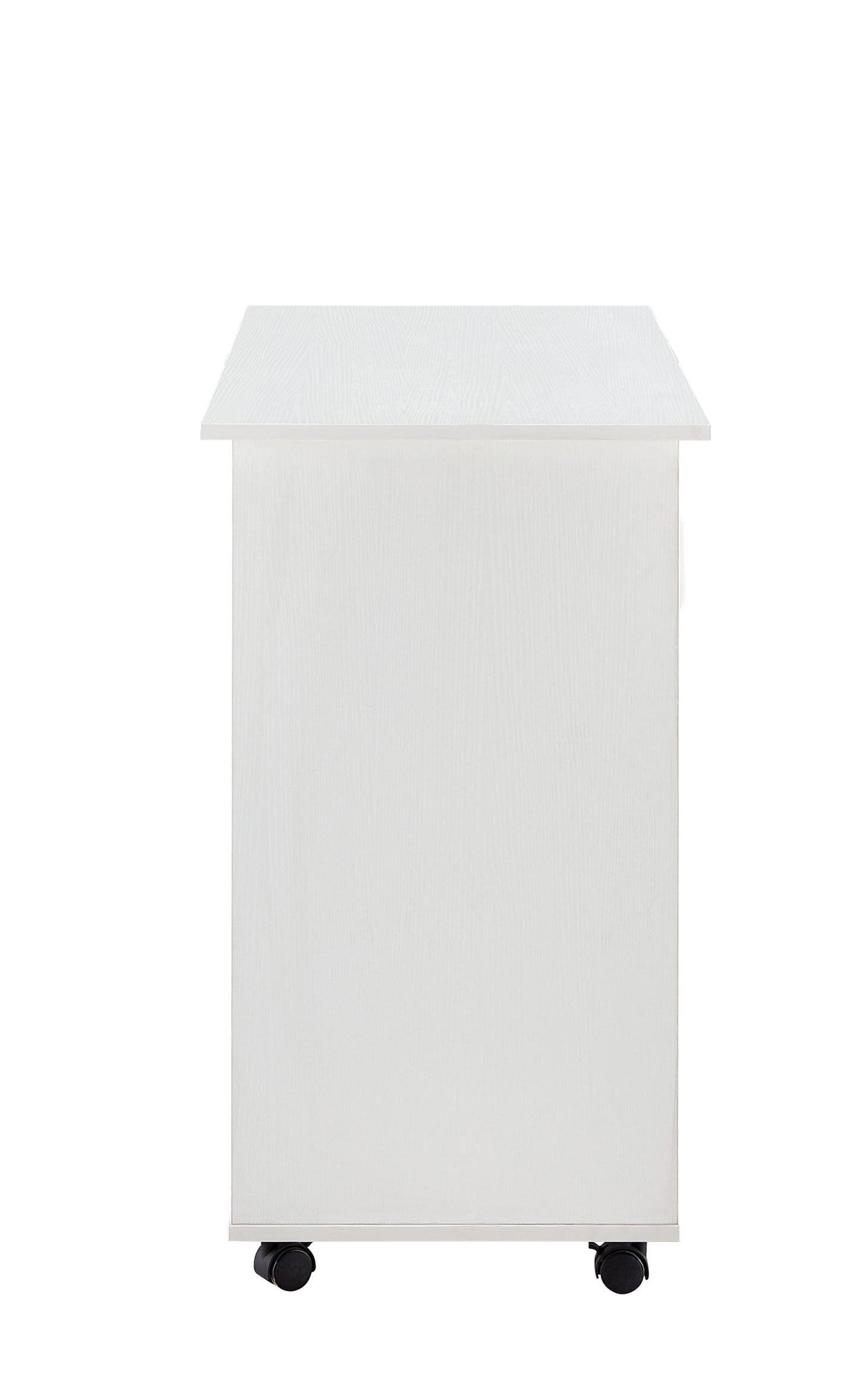 TopNest Office Table, Computer Desk Table with Drawers, White Office Desk on Wheels for Home Room, 4 Drawers and Storage Cabinet