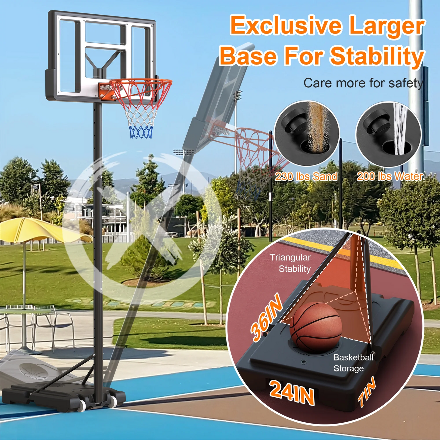 TopNest Outdoor Basketball Hoop, 44 inch, 4.4 - 10 ft Height Adjustable