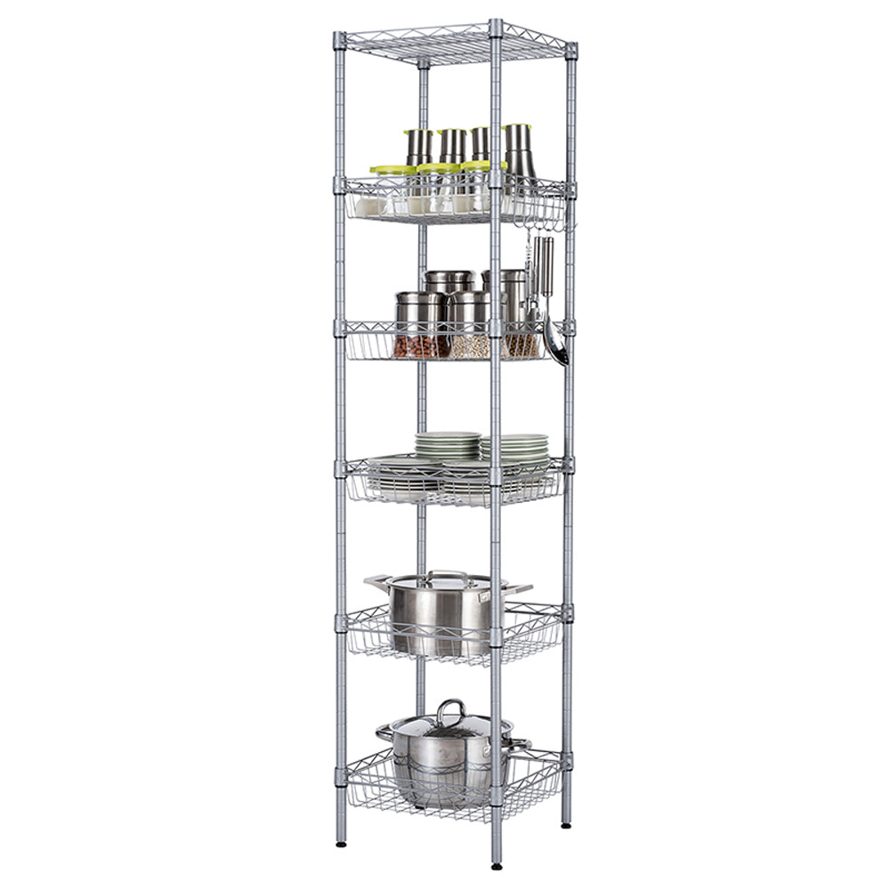 TopNest Storage Rack, 6-Shelf Kitchen Metal Storage Shelves for Garage, Height Adjustable Storage Rack 63’’ H
