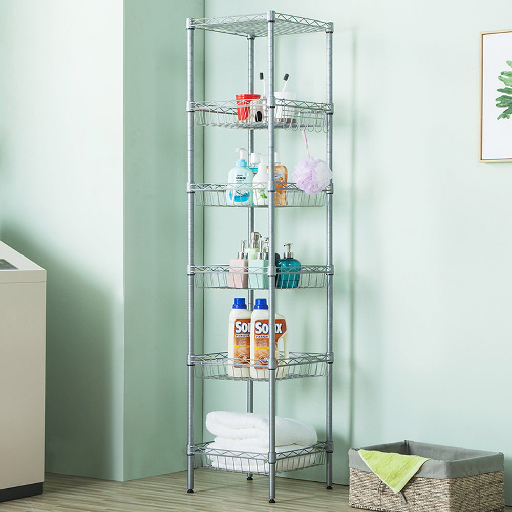 TopNest Storage Rack, 6-Shelf Kitchen Metal Storage Shelves for Garage, Height Adjustable Storage Rack 63’’ H