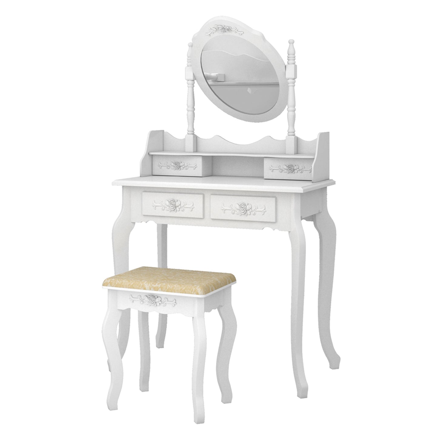 TopNest Dressing Table for Room, White Makeup Desk with Removable Mirror and Stool