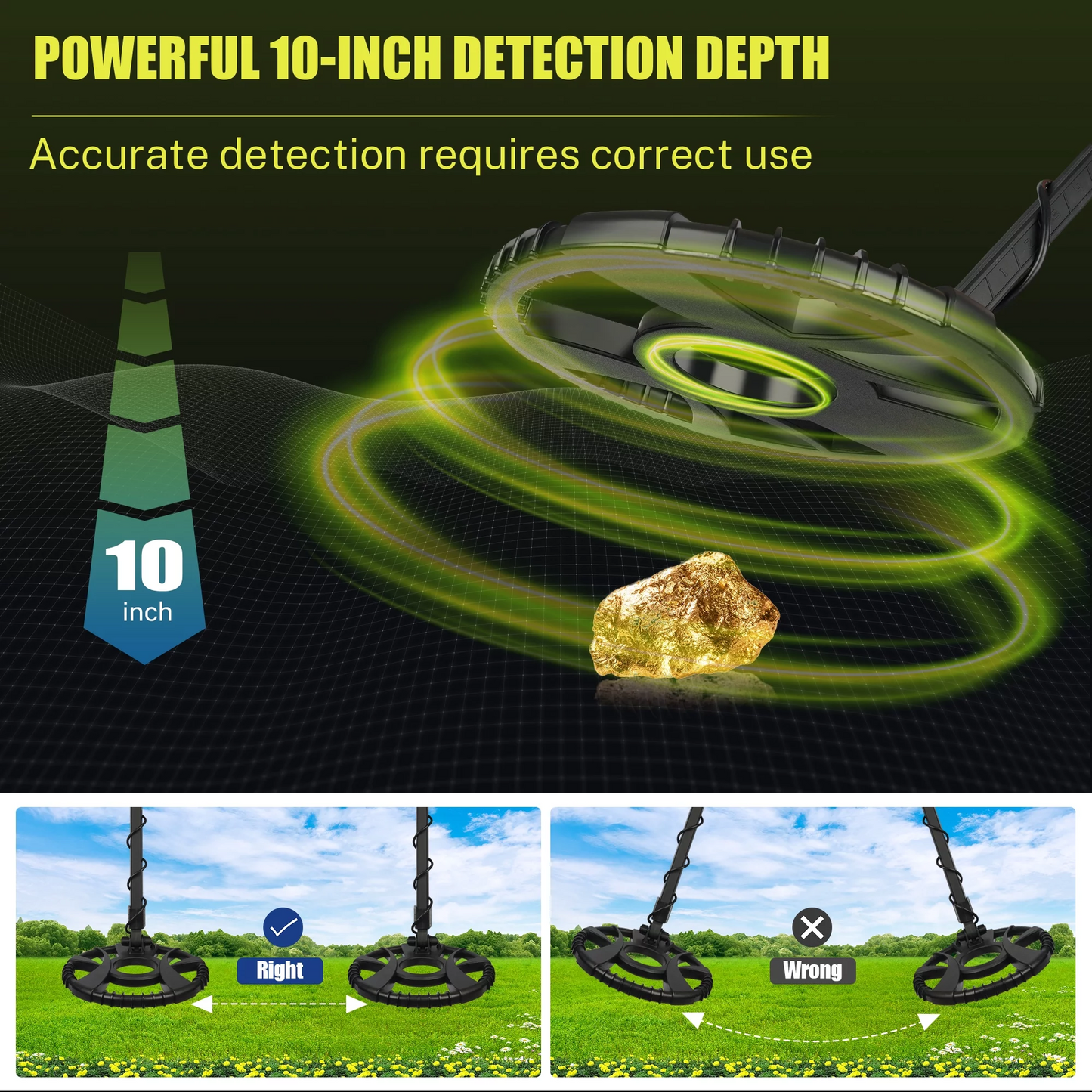 TopNest Metal Detector, Lightweight Metal Detector w/LCD, 10'' Large Coil, Backpack, Shovel & Headphone for Outdoor Treasure Hunt, Adjustable 33''-52''
