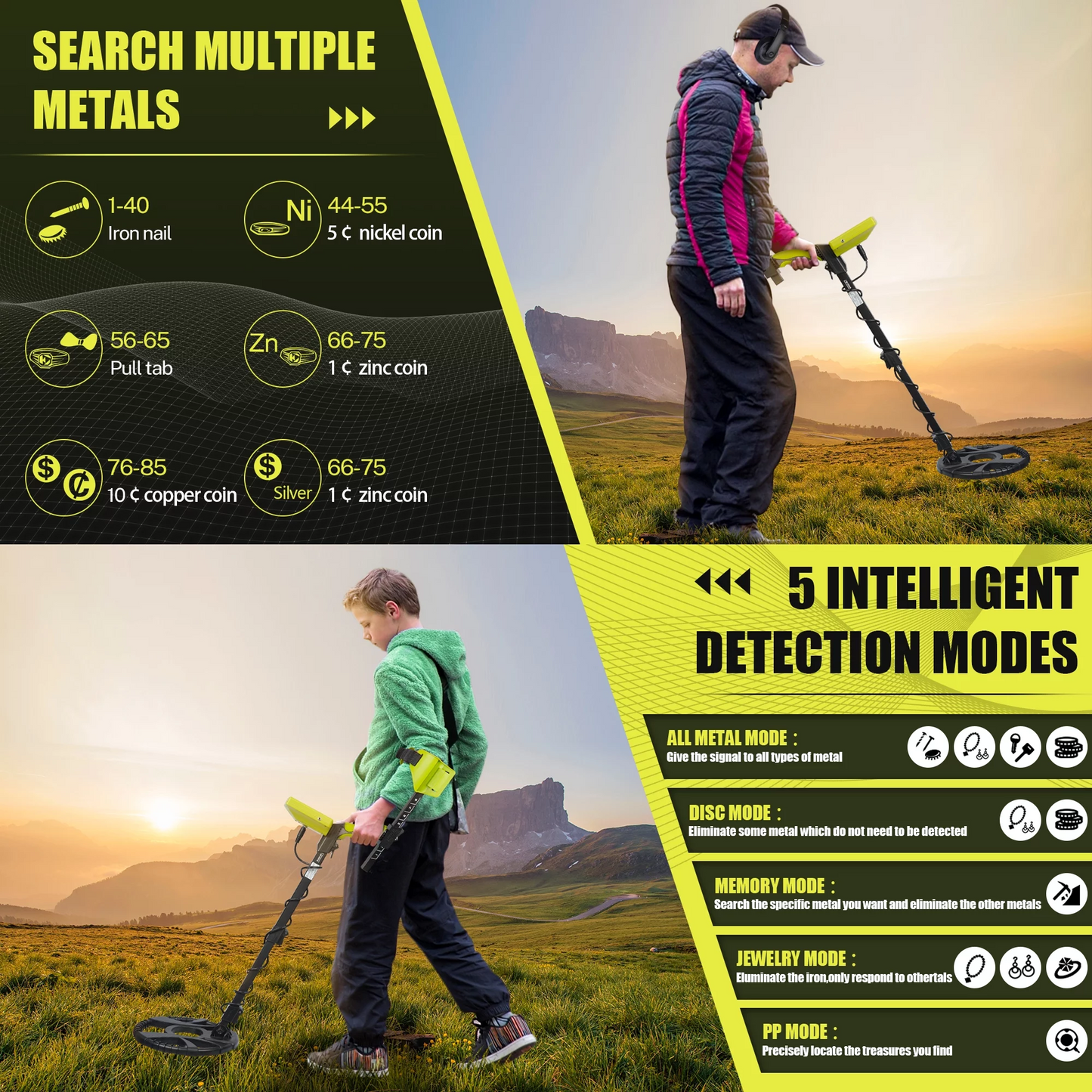 TopNest Metal Detector, Lightweight Metal Detector w/LCD, 10'' Large Coil, Backpack, Shovel & Headphone for Outdoor Treasure Hunt, Adjustable 33''-52''