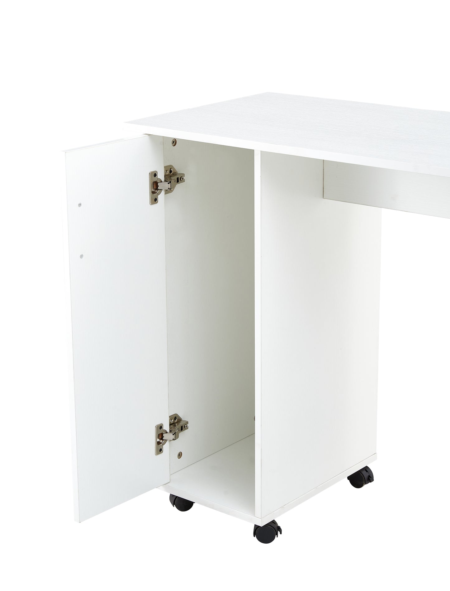 TopNest Office Table, Computer Desk Table with Drawers, White Office Desk on Wheels for Home Room, 4 Drawers and Storage Cabinet