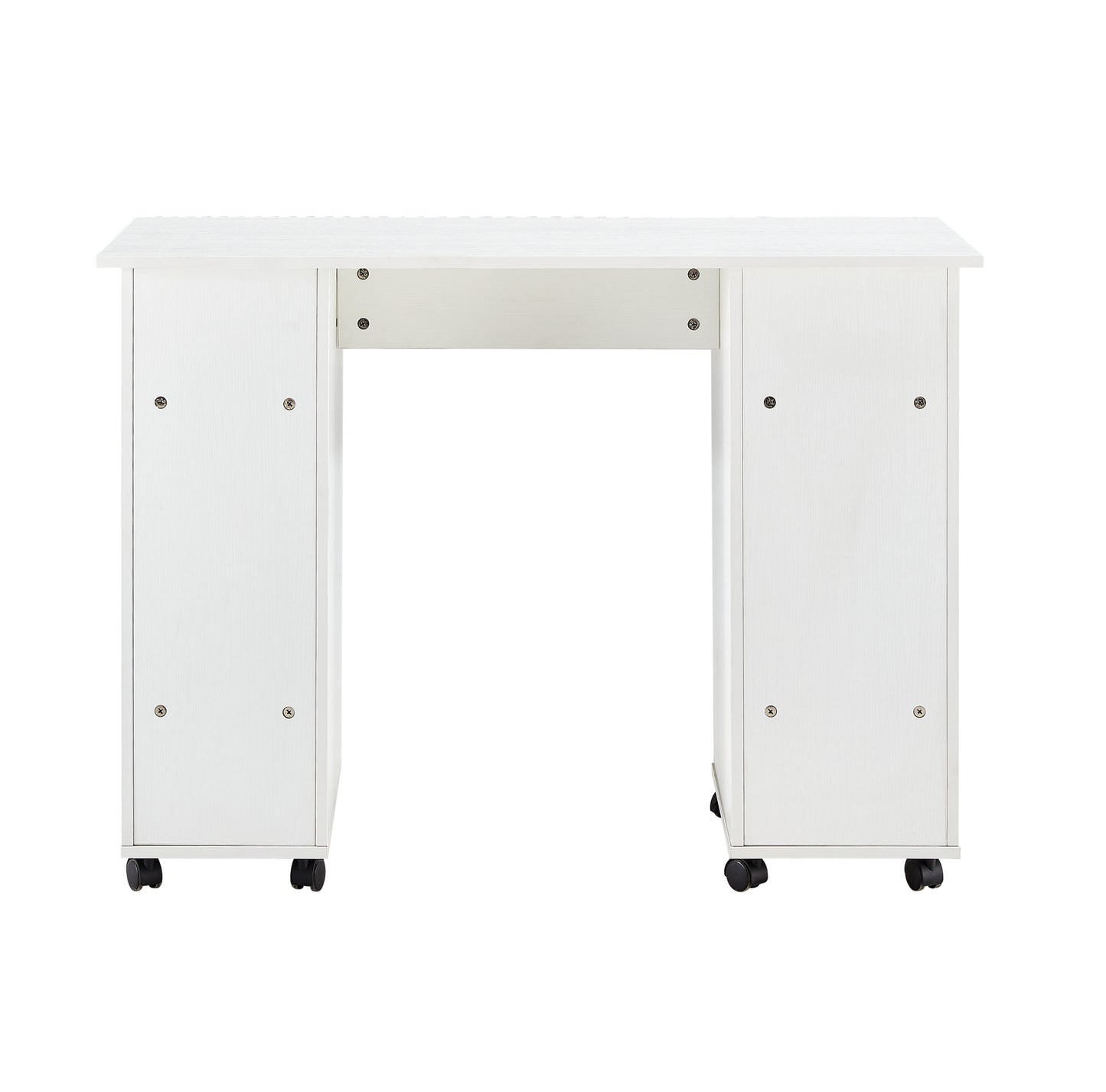 TopNest Office Table, Computer Desk Table with Drawers, White Office Desk on Wheels for Home Room, 4 Drawers and Storage Cabinet